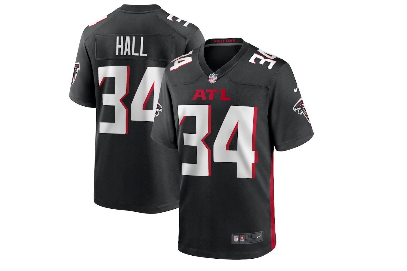 Men Atlanta Falcons #34 Darren Hall Nike Black Game NFL Jersey->atlanta falcons->NFL Jersey
